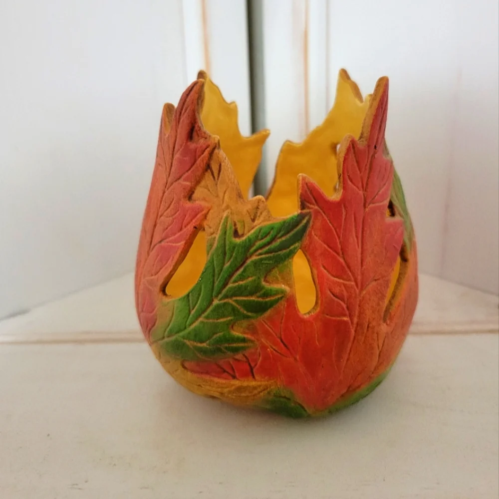 Fall Leaves Vintage Votive Candle Holder